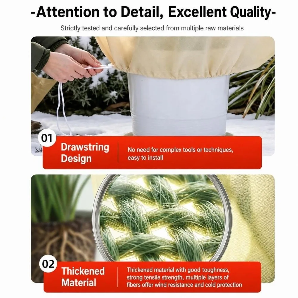 Non-woven Fabric Plant Winter Protection Cover with Clear Window Windproof Frost Protection Plant Bag with Drawstring Zipper
