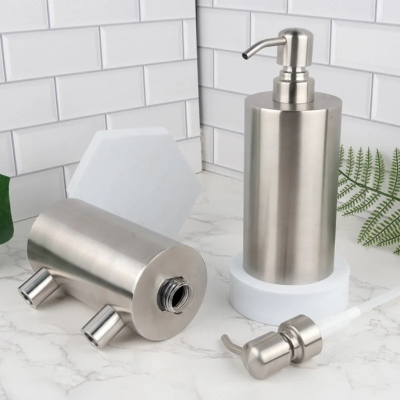 

Brushed Stainless Steel Surface Treatment Bathroom 500ml Liquid Soap Dispensers Perforated Installation Modern Minimalist Design