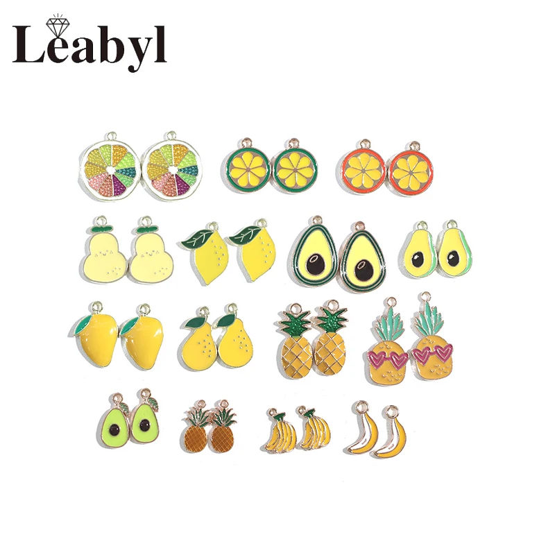 Mix Style Colorful Enamel Fruit Pendant Accessories for DIY Jewelry Making