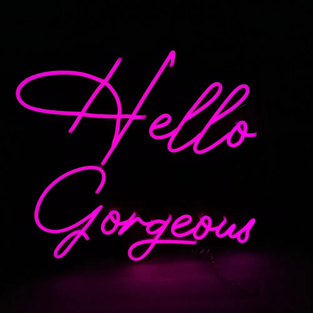 Transparent Acrylic Silicone Neon Light Sign, LED Letters, Hello Gorgeous Party, Shop Bar Lamp, Holiday Party, Wall Decor