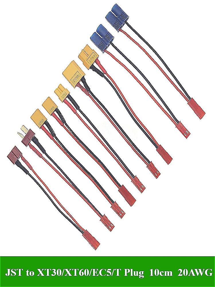 

JST Male Female to xt30/XT60/T plug/EC5 Male，Female model aircraft battery B6 charging control adapter cable charging 20AWG 10CM