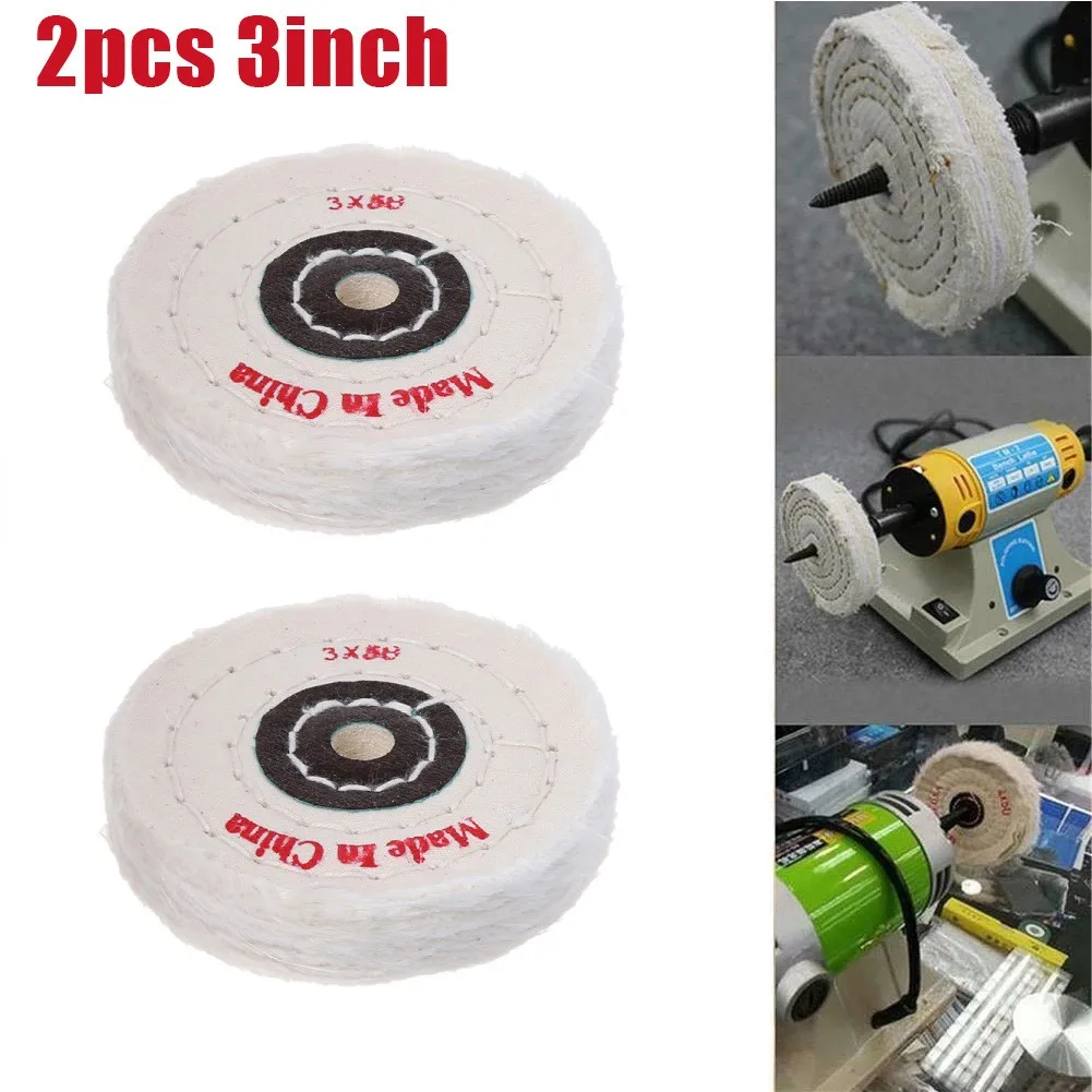 Cloth Buffing Polishing Wheels 2pcs 3 Inch with Leather Lip for Jewelry Stainless Steel Aluminum Plastic Ceramic Polishing