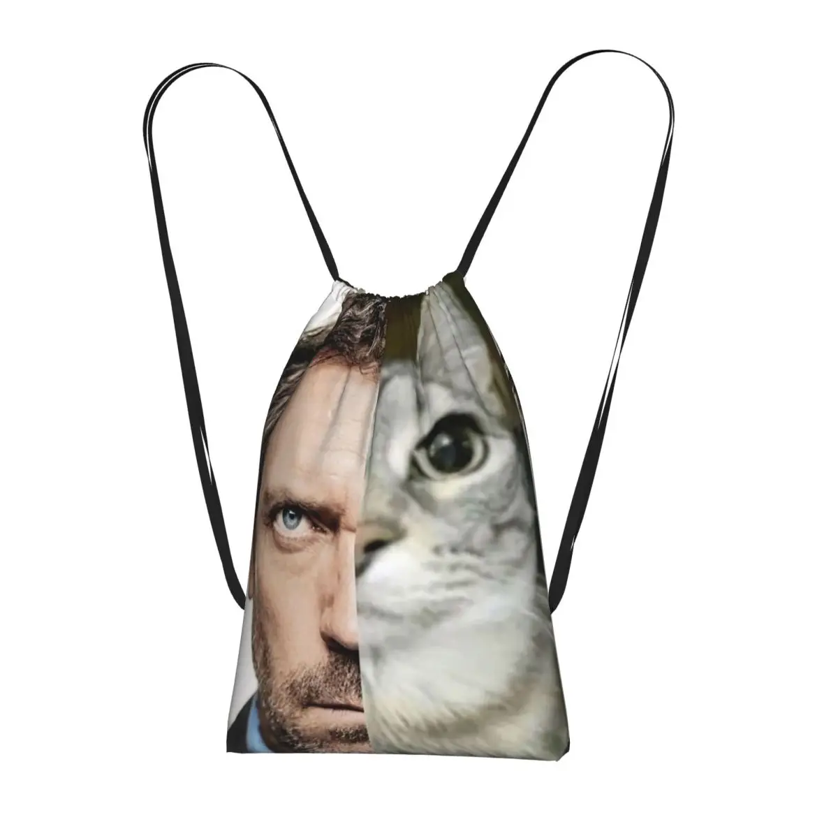 

House MD Cat Meme Backpacks Fashion Drawstring Bags Sundries Bag Book Bags for Man Woman School