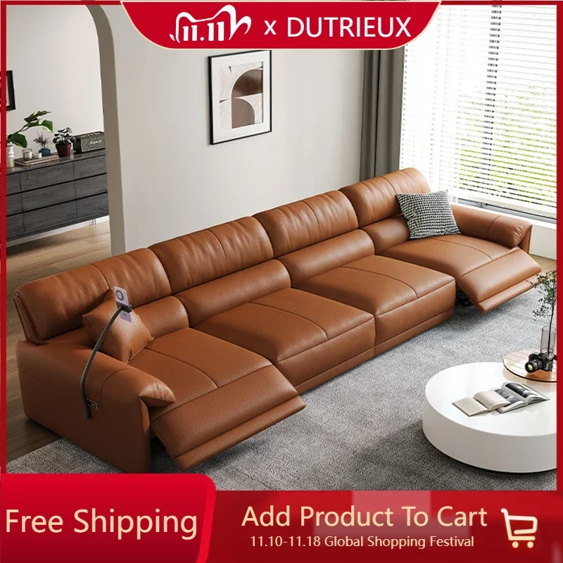 

Back Adjustable Multifunctional Sofa Minimalist Italian Leather Brown Multifunctional Sofa Nordic Large Salon Meuble Furniture