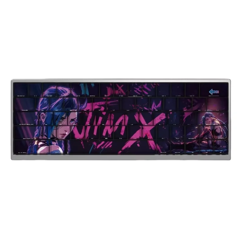 Jinx Theme Keycaps 130 Keys Side Engraved Translucent Pbt Material Thermal Sublimation Process Mechanical Keyboard Mouse Keycaps