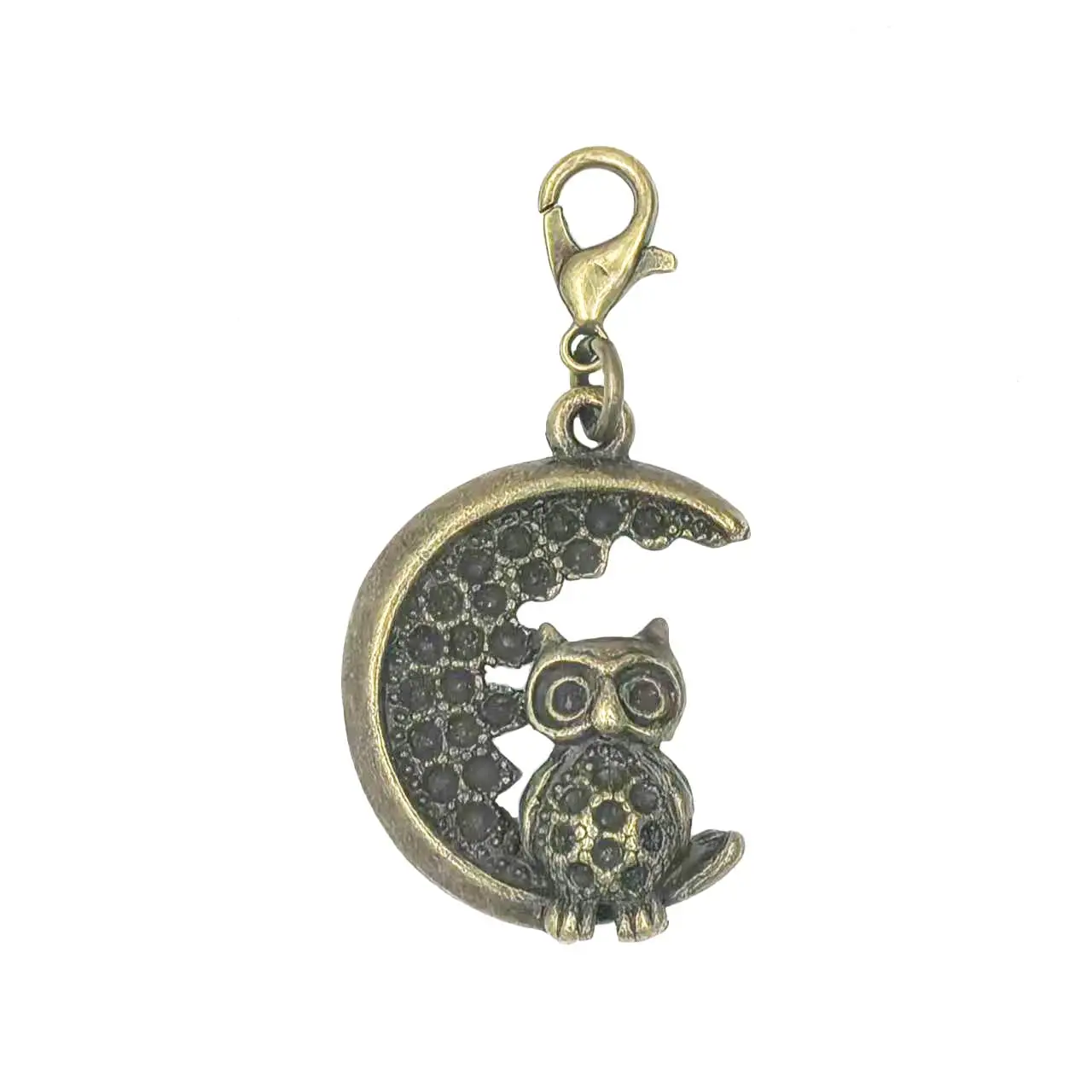 100PCS New Trendy Charm Pendants Owl Standing on the Moon DIY Crafts Jewelry Accessories Creative Handmade Supplies Material Bag