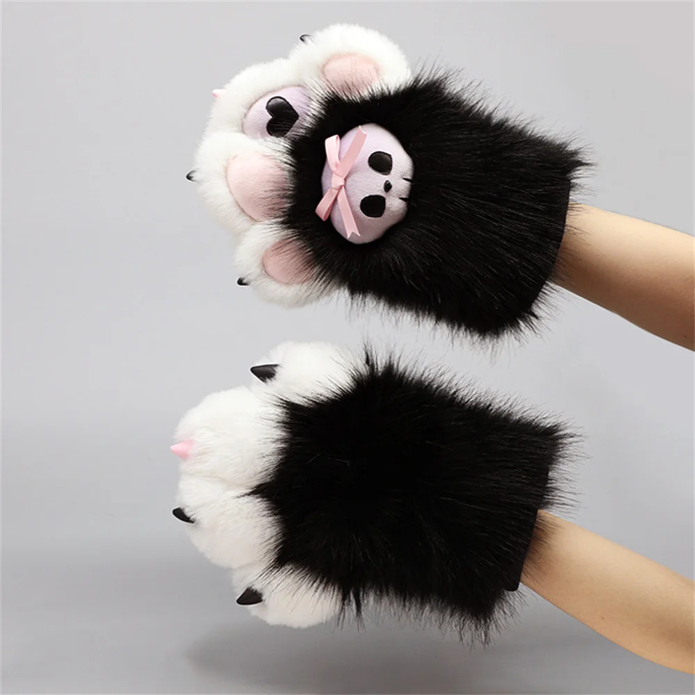 1 paio di animali pelosi guanti per zampe Fursuit Sweet Cool Cos puntelli Cute Skull Cat Nails Claws guanti Anime Lolita guanti Cosplay