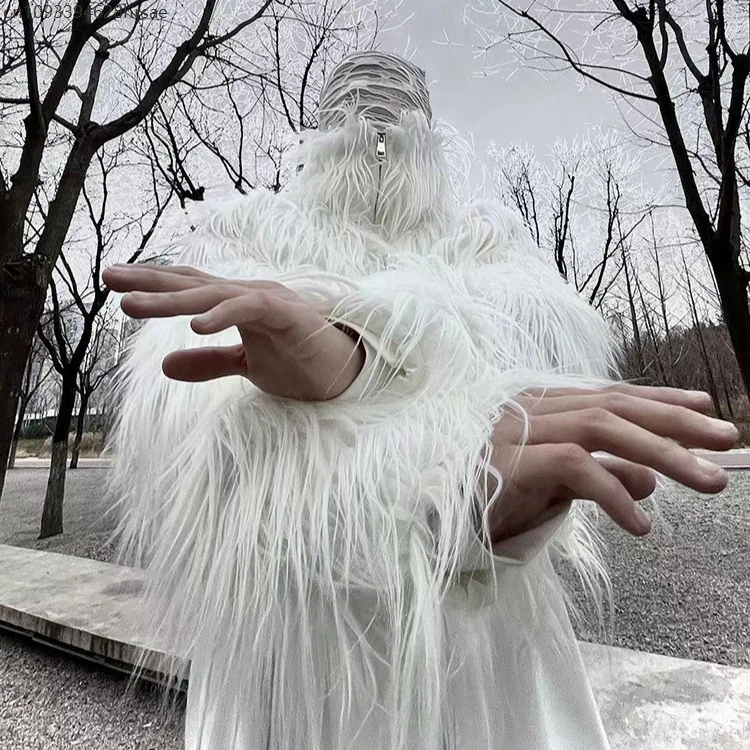 الخريف الشتاء سميكة الدافئة شعر أشعث اقتصاص فو الفراء معطف الرجال الفاخرة مصمم الملابس السوداء رقيق سترة 2025