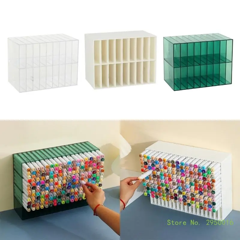 18-slot Marker Organizer Pen Holder Pencil Storage Box Large Capacity Marker Holder Desktop  School Office Supplies