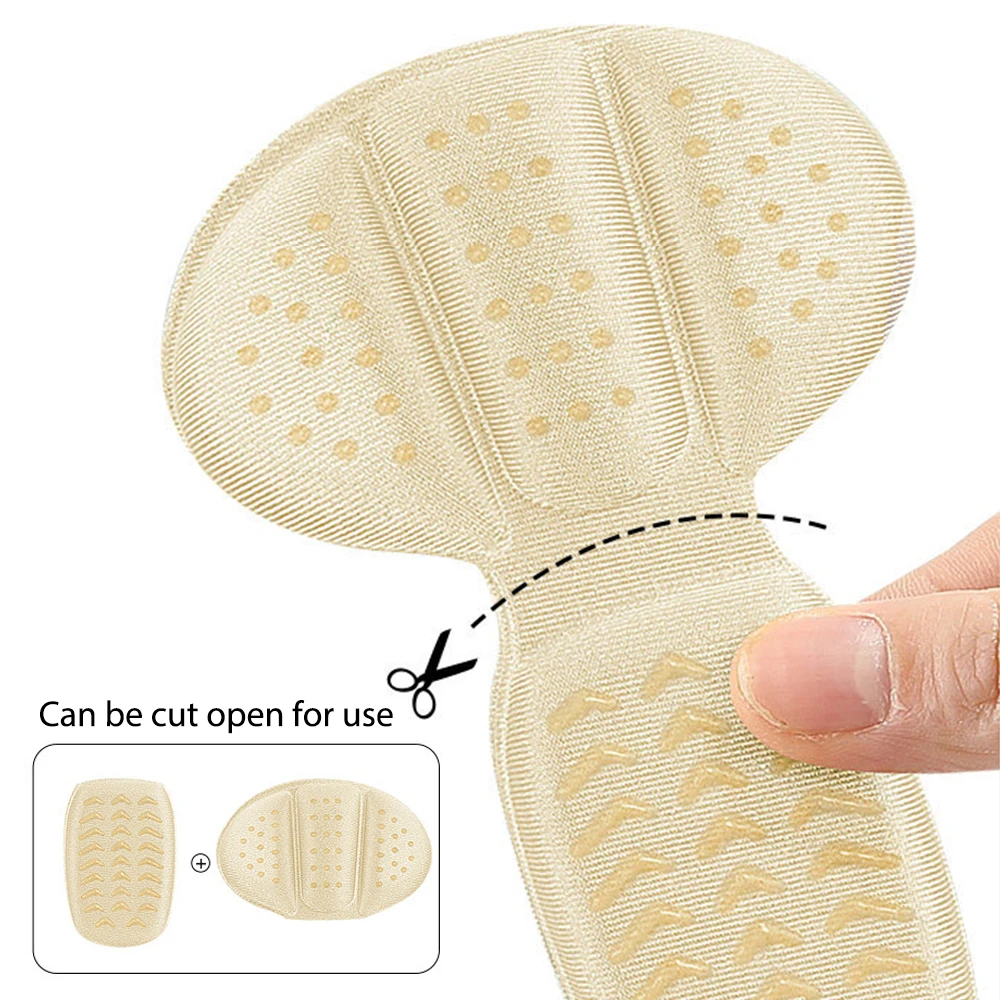 Adesivi per tallone antiscivolo Sollievo dal dolore a forma di T Protezione del tallone Cuscinetti per piedi Riduttore di dimensioni Riempitore per scarpe traspirante Cuscinetto per la cura del piede