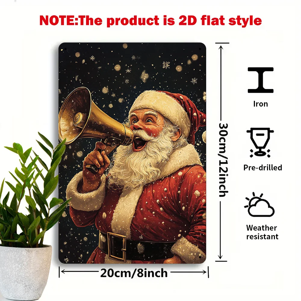 2D Flat, 2D Flat 1pc, Cheerful Announcement Iron Metal Decorative Sign, 20.32x30.48 cm Vintage Aesthetics, Festive Warm Style, S
