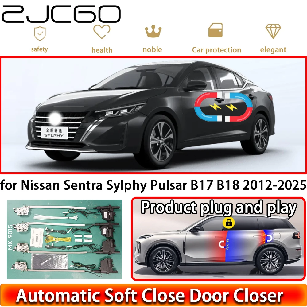 

Комплект доводчиков дверей ZJCGO для Nissan Sentra Sylphy Pulsar B17 B18 2012-2025: система плавного закрывания, автоматическое открывание/закрывание, легкое закрывание дверей