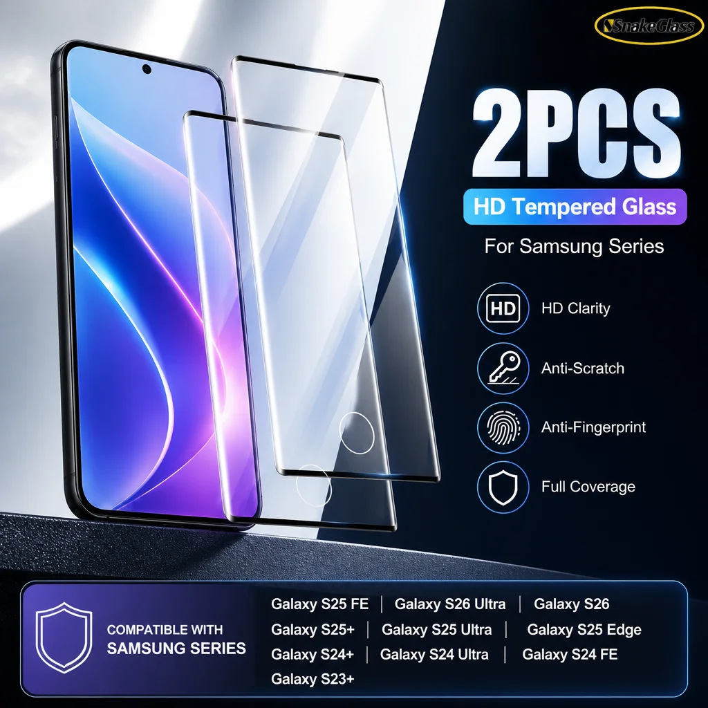 2PCS Tempered Glass For Samsung Galaxy S26 Ultra S26+ S25 Edge S24 Ultra S23 Ultra S22+ S21 S20 Note 10 Screen Protector Film
