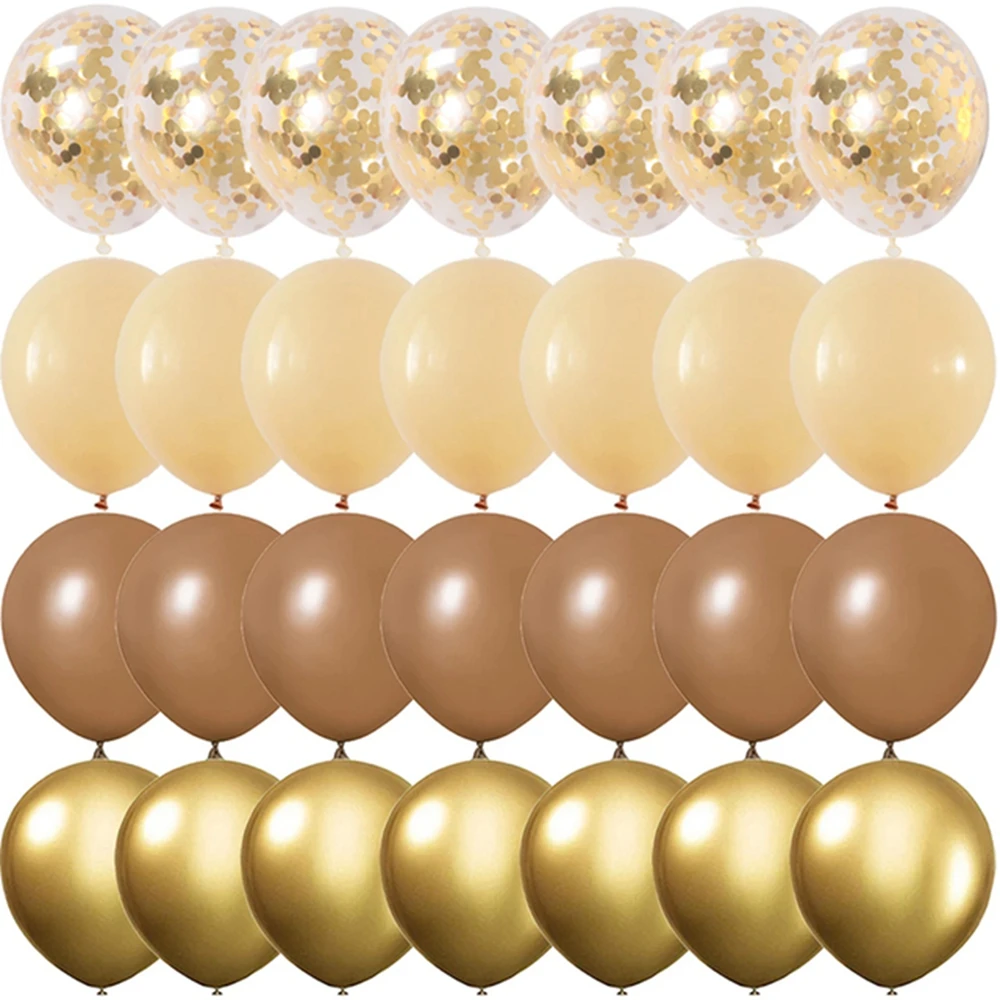 

30pcs/lot Balon 10inch Retro Coffee Brown Balloons Gold Confetti Latex Baloon Baby Shower Wedding Birthday Party Decor Globos