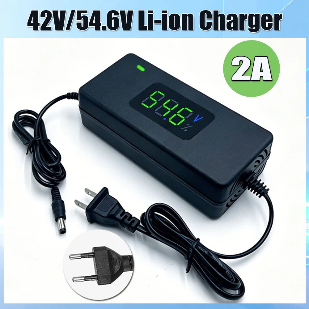 Smart Lithium Battery Charger For 36V 10S 42V 2A / 48V 13S 54.6V 2A With LED Display EU/US Li-ion Battery Adapter Chargers
