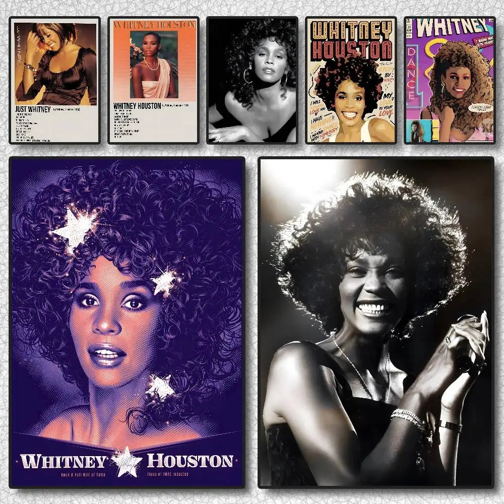 ملصق W-Whitney هيوستن عالي الدقة على الحائط اللاصق المقاوم للماء لغرفة المعيشة المنزلية وغرفة النوم والديكور الجمالي