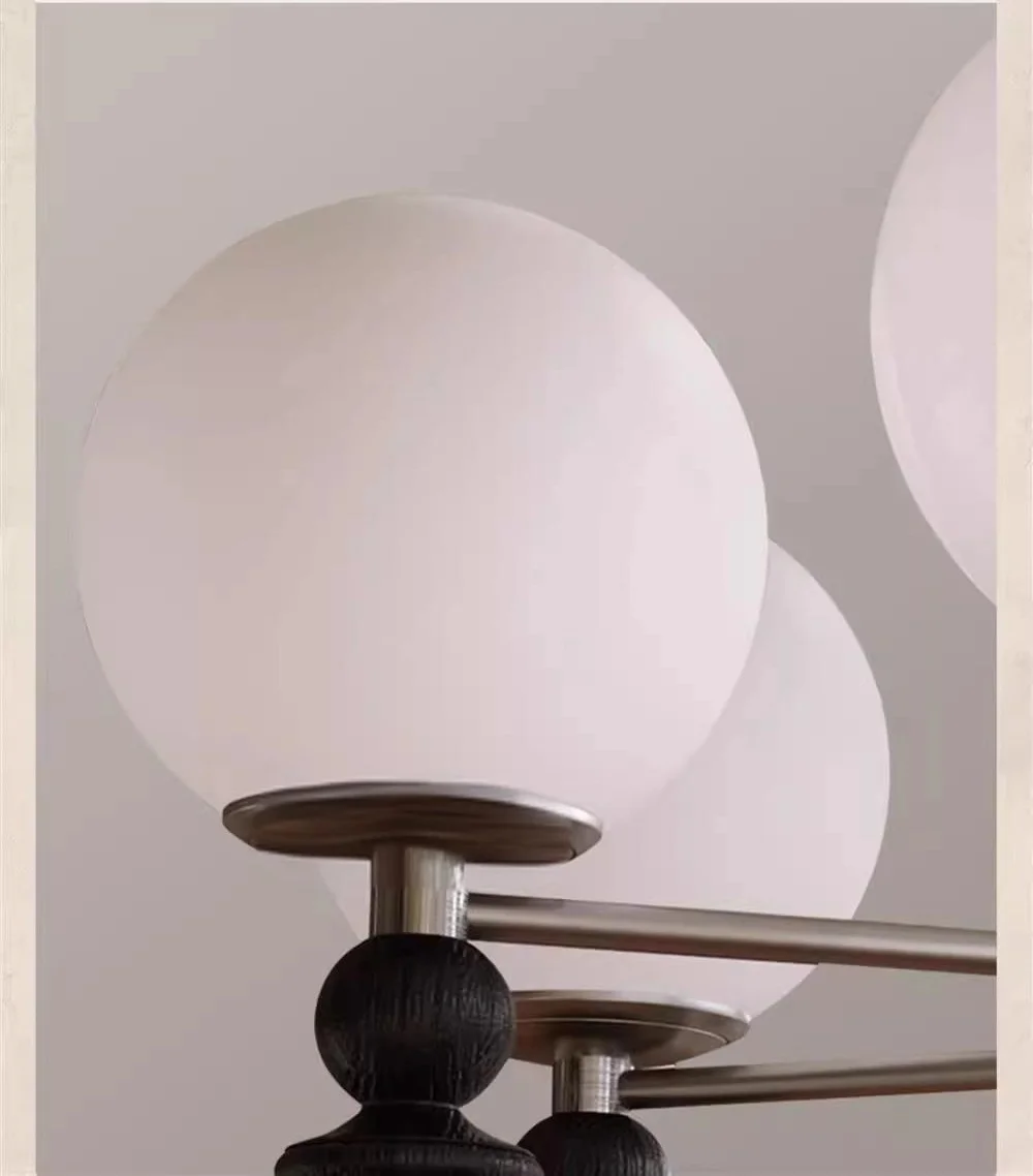 American Glass E27 LED Chandelier Foyer Nickel Pendant