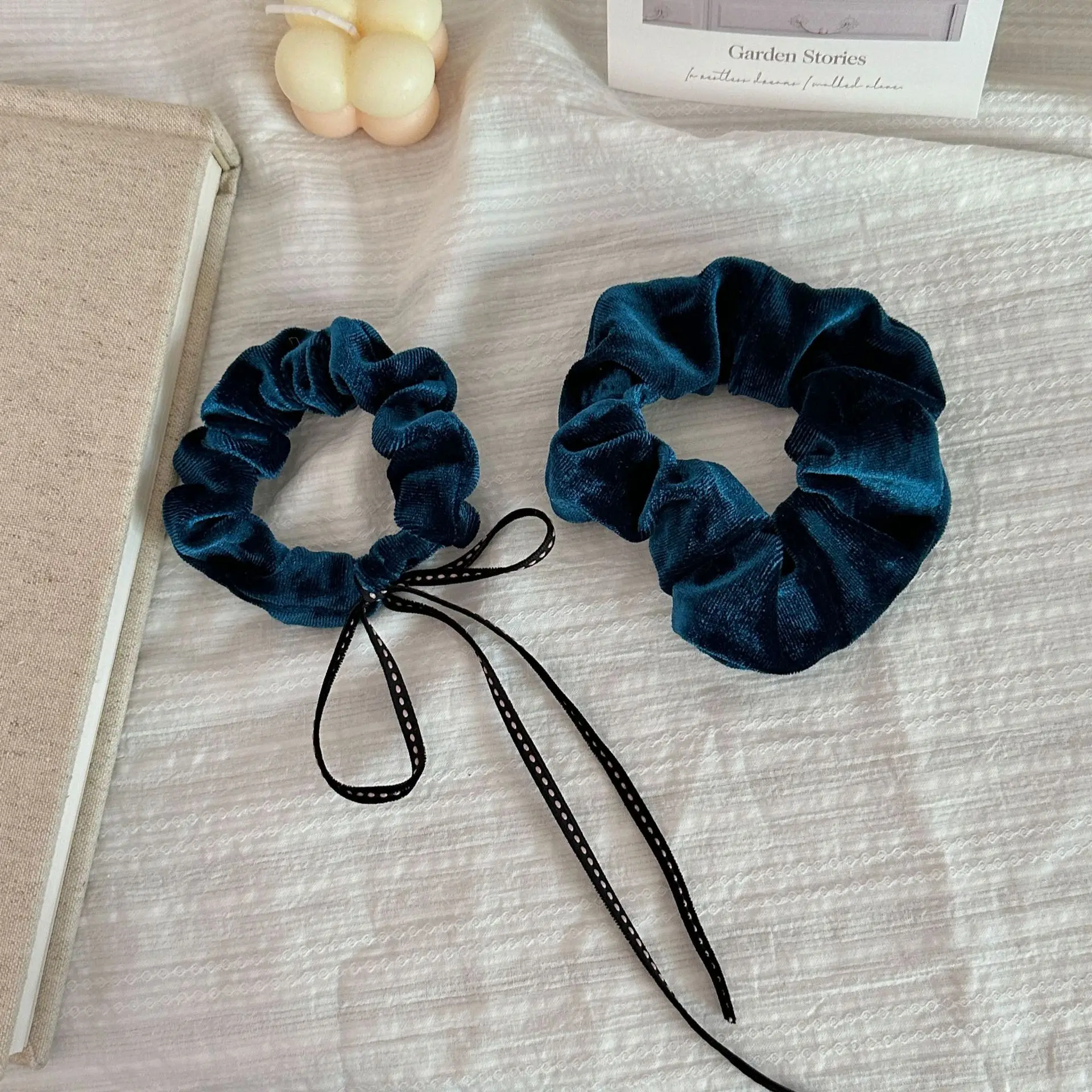 韓国ヘアゴム2個入り ベルベットリボンシュシュ 秋冬新作ヘアアクセサリー