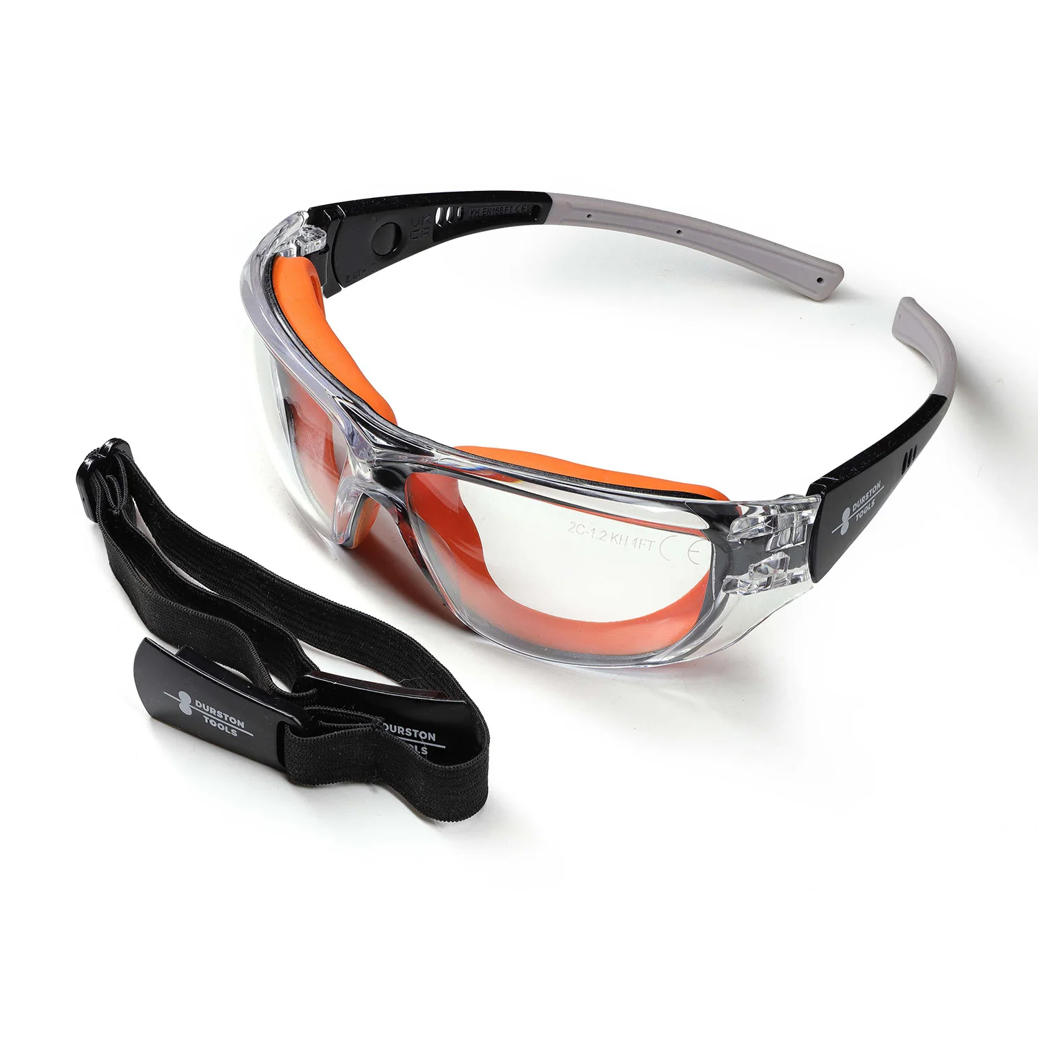 Durston Safety Glasses Wraparound Clear Lens Soft Face Seal Interchangeable Arms Elastic Strap Jewelry Workshop Eye Protection