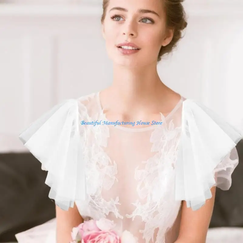 E56A Elegant Bridal Arm Sleeve Delicate Meshes Sleeves Light weight Shoulder Shawl for Weddings and Event