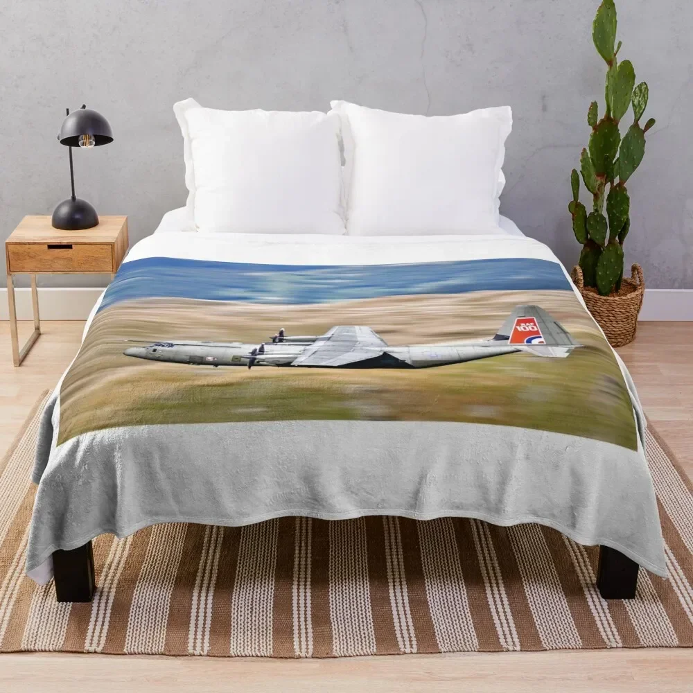 RAF C130 Hercules Low Level in the Mach Loop Throw Blanket blankets and throws Decorative Sofa Blankets