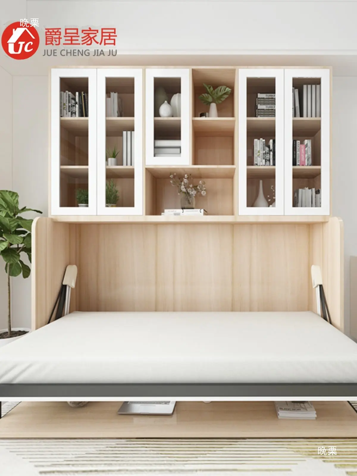 Study Multifunctional Invisible Desk Bed Bookcase Rotary Rollover Folding Wardrobe Integrated Hardware Murphy Bed