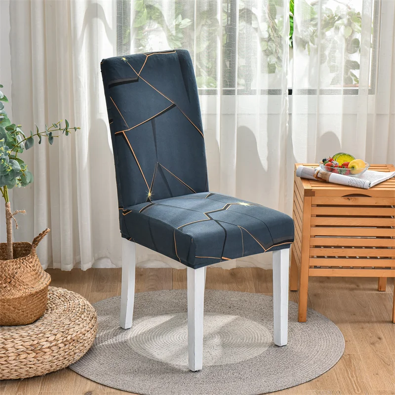 1PC Spandex Dining Chair Cover Stretch Elastic Printed Polyester Chair Slipcover For Hotel Dining Room Office Banquet Home Decor