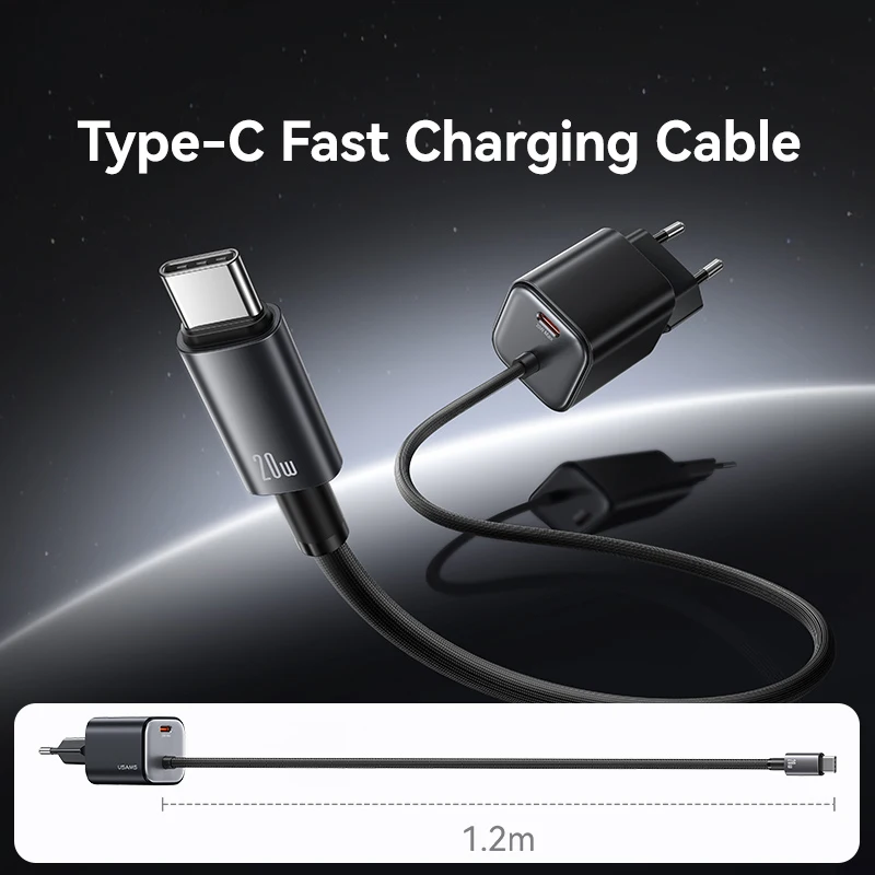 USAMS 20W mini GaN Fast Charger Type C USB Charging Adapter  for iPhone for Laptop with Cable Portable Charger for Huawei Xiaomi