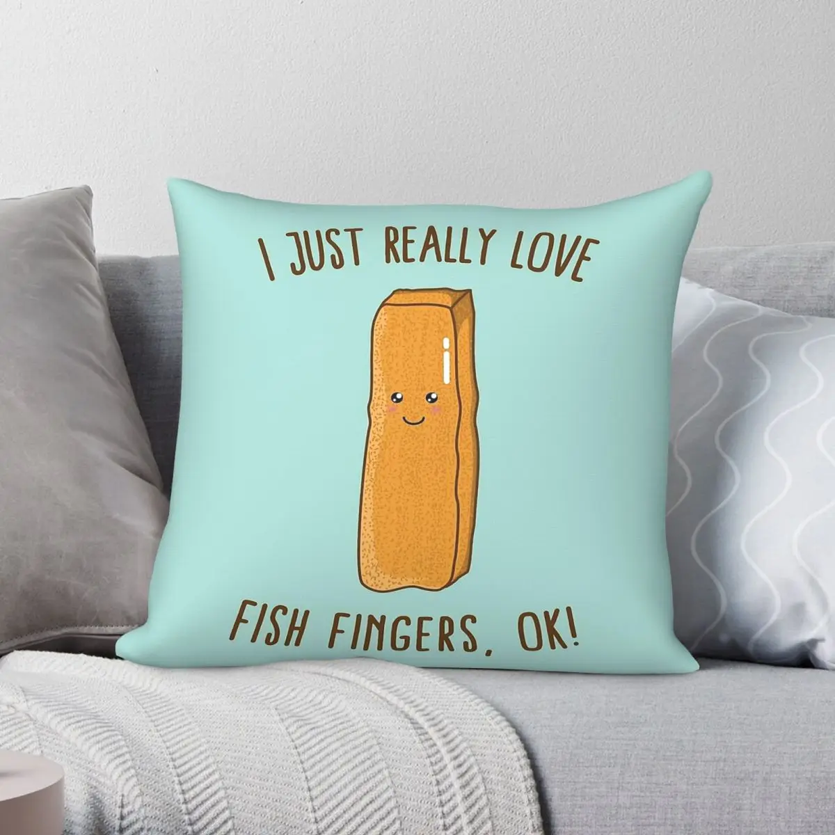 Really Love Fish Fingers Square Pillowcase Polyester Linen Velvet Printed Zip Decor Car Cushion Cover