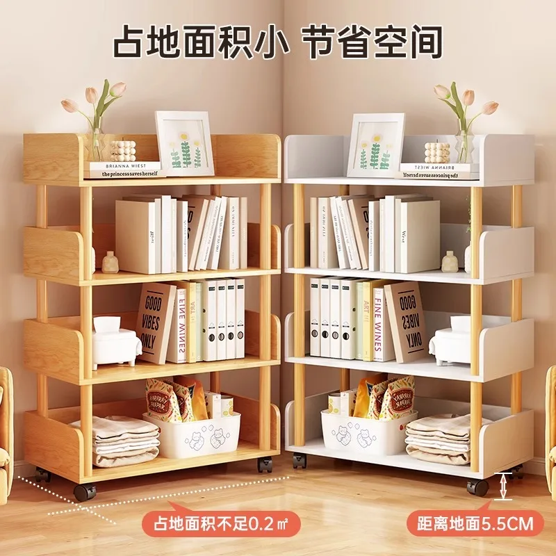 Portable Bookshelf with Wheeled Storage Rack for Household, Floor to Ceiling, Simple Storage Rack