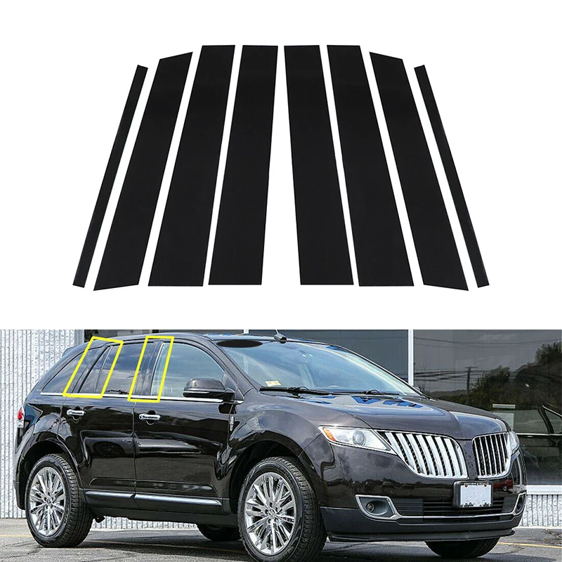 Fit For Lincoln MKX/Ford Edge 2007 2008 2009 2010 2011 2012 2013 2014 Glossy Black Pillar Posts Window Cover BC Column Sticker