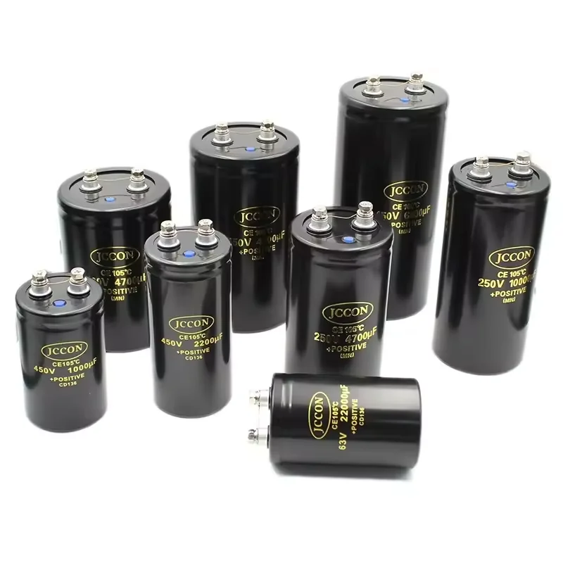 JCCON CE105 ℃ 63V 100V 250V 400V 450V 1000UF 1500UF 2200UF 3300UF 4700UF 6800UF 10000UF 22000UF 47000UF CD136 Bolt Capacitor