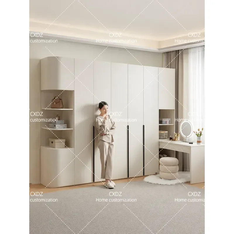 Modern Simple Combination Wardrobe Corner Dresser Integrated Bedroom Household Finished Wardrobe with Side Cabinet