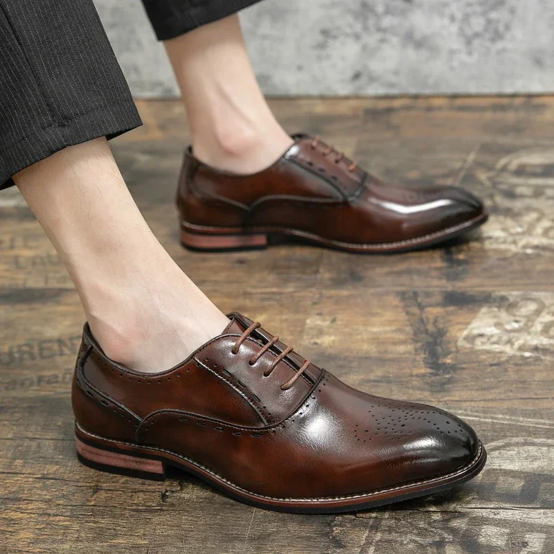 High Quality Classic Italian Casual Dress Shoes Leather Business Formal Shoes Men Elegant Office Formal Oxford Shoes