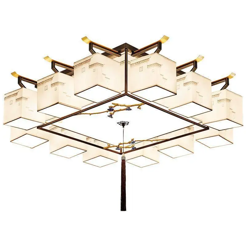 

Chinese style creative house design fabric full spectrum eye protection lamp