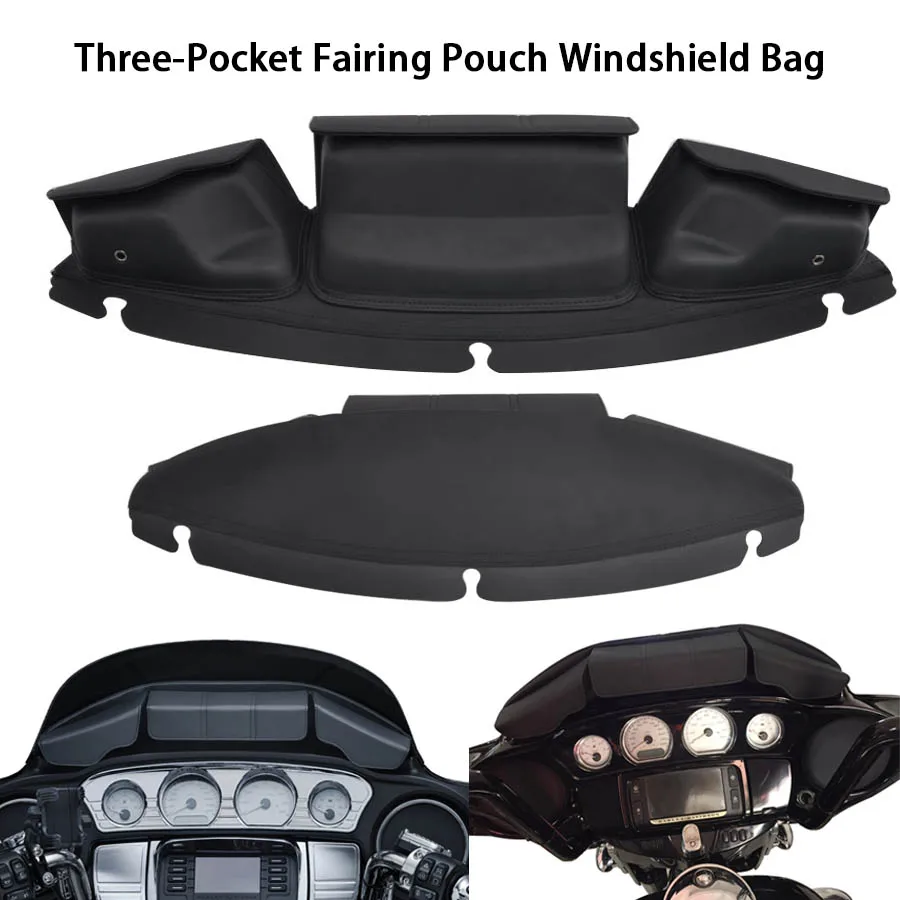 Fairing Pouch Windshield Bag Motorcycle Windshield Bag Fit For Harley Electra Glide Street Glide Ultra Limited Tri Glide 2014-Up