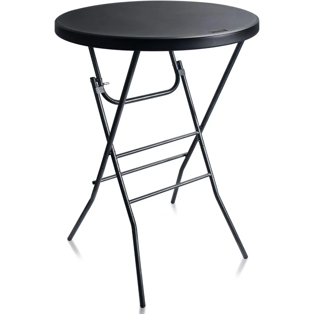 Table de cocktail pliante haute noire, table pliante portable, table pliante recommandée pour le bar, ronde avec pied en carbone perfectionné, 32 po