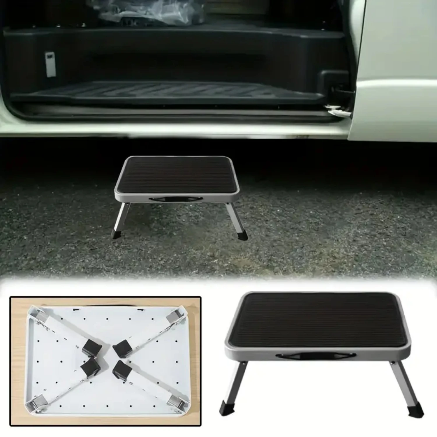 Folding Caravan Entry Step Heavy Duty Lightweight Non Slip Motorhome Campervan Metal Stable Step Stool With Anti Slip Properties