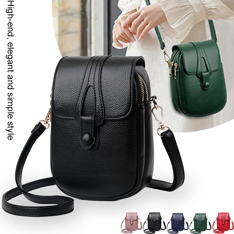 Elegant Ladies Small Vertical Crossbody Purse, Vintage PU Leather Mobile Phone Bag, Lightweight Shoulder Handbag for Dating
