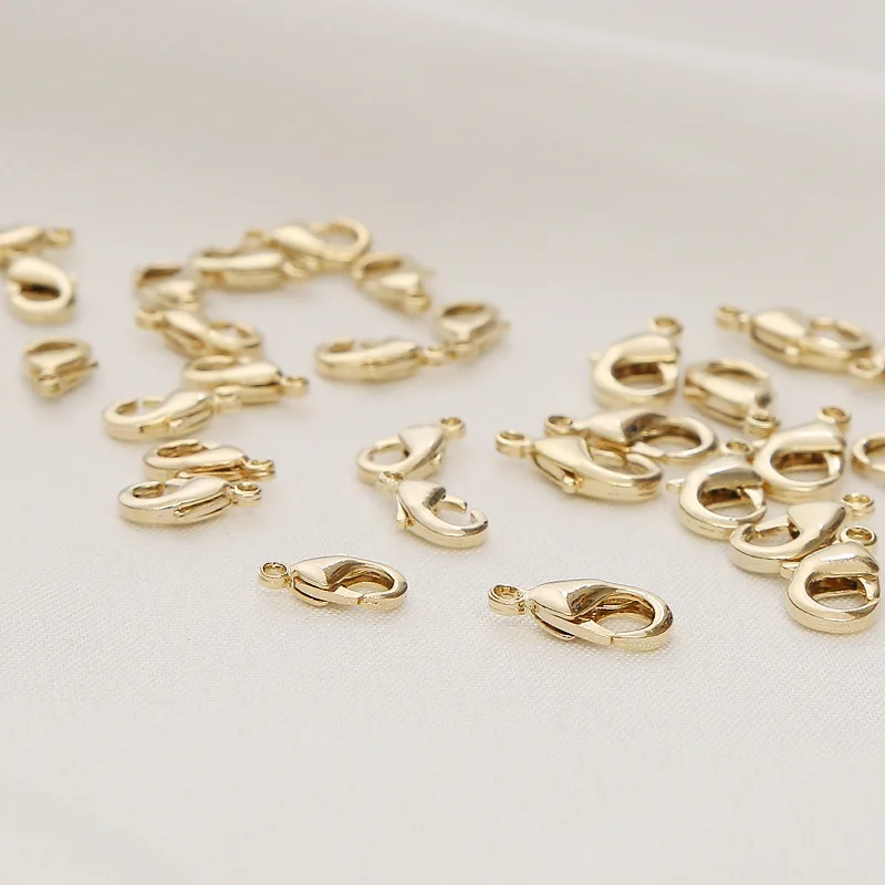 10PCS 20PCS 14k Gold Color Plated 10mm 12mm Lobster clasps for jewelry making handmade DIY bracelets necklace clasp fittings