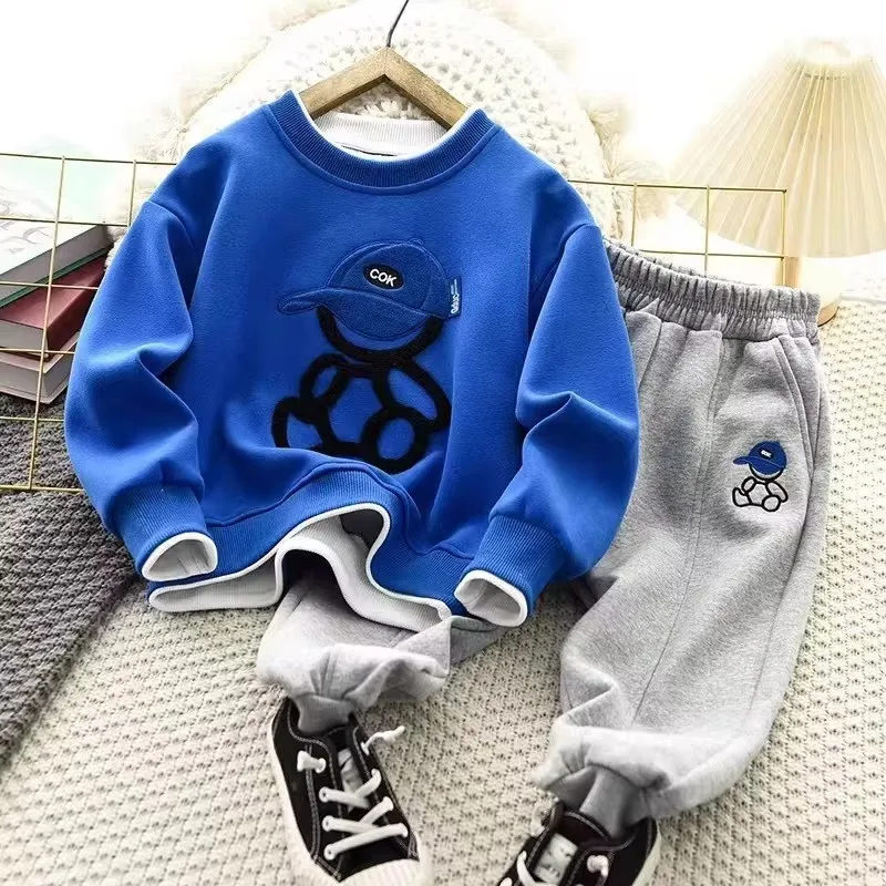 

Autumn Baby Girl Boy Clothes Sets Cartoon Bear Sweater Top and Pants Set Children 2 Pieces Tracksuit Spring Loungewear 4-12 Yrs