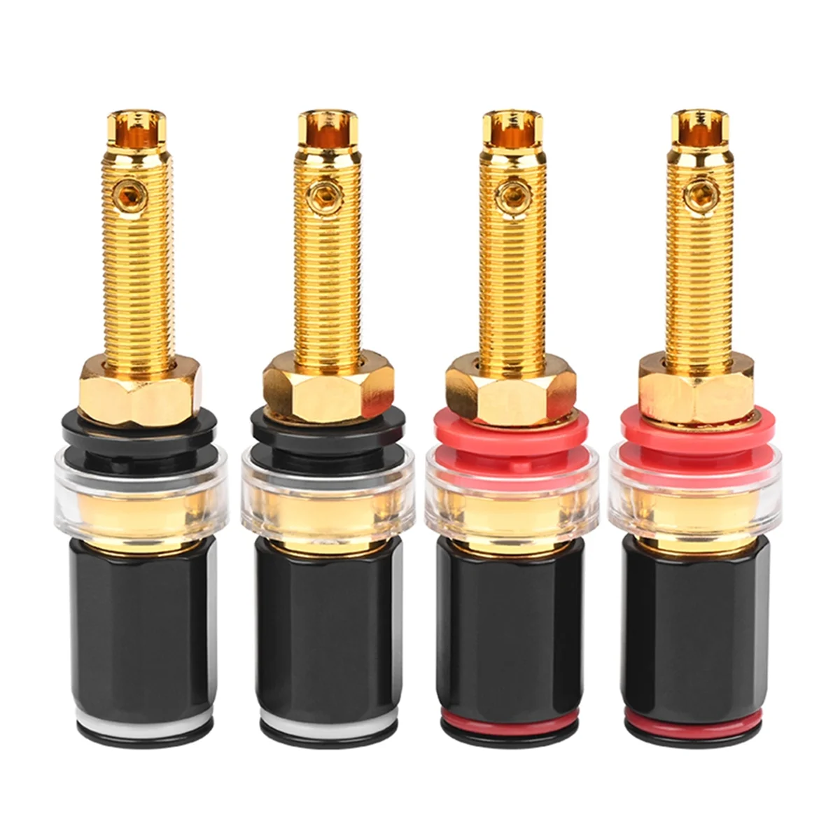 4Pcs Hifi Speaker Terminal Binding Post Pure Copper Gold Plated Amplifier Connector for Female Banana Jack Plug