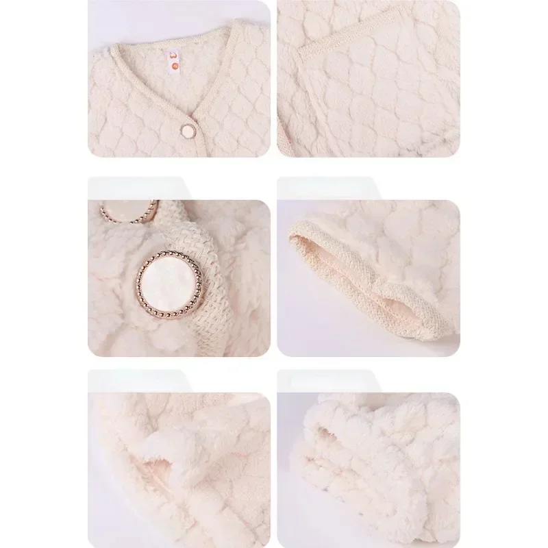 Pajama Women Autumn and Winter Coral Velvet Thickened High Appearance Level Simple Warm Flannel Niche Outside Wear Home Wear Set