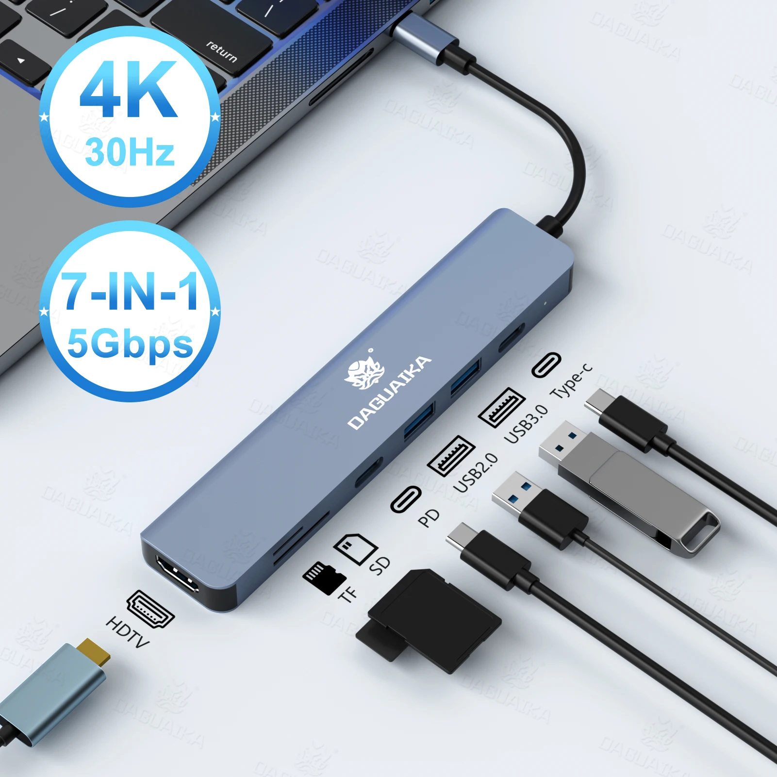 

USB C HUB 4K 30Hz Type C To HDTV-compatible PD 100W Adapter For Macbook Air Pro Samsung USB 3.0 HUB Multi Splitter Converter