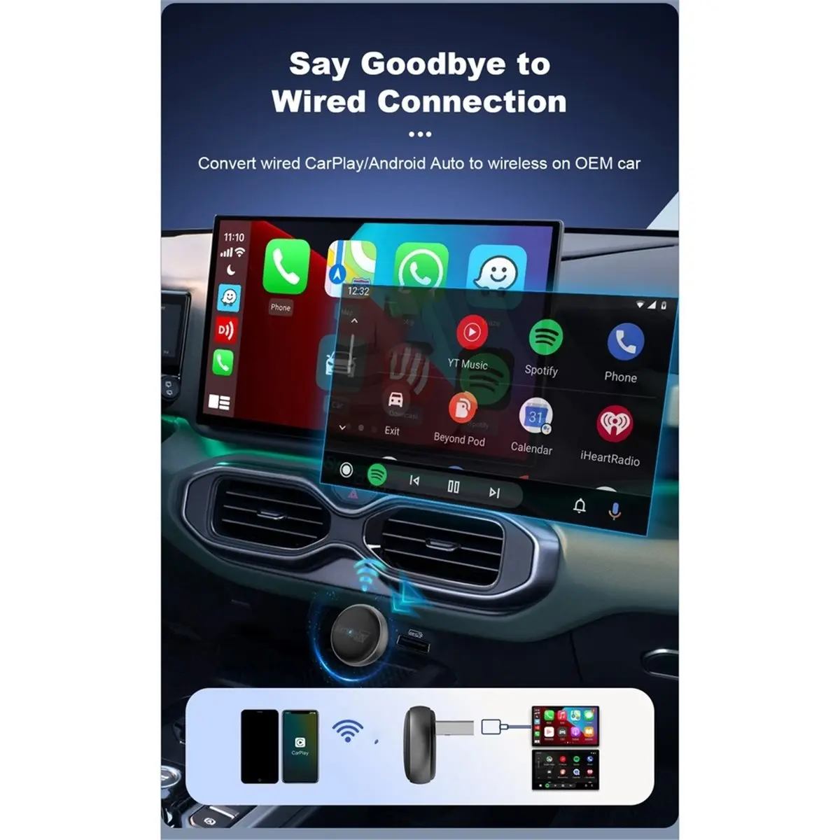 11·11COUPON  Mini Ultra 3 Wireless CarPlay Android Auto Adapter for Car Infotainment Upgrade BT 5GHz Wifi 2.4GHz OTA Compact