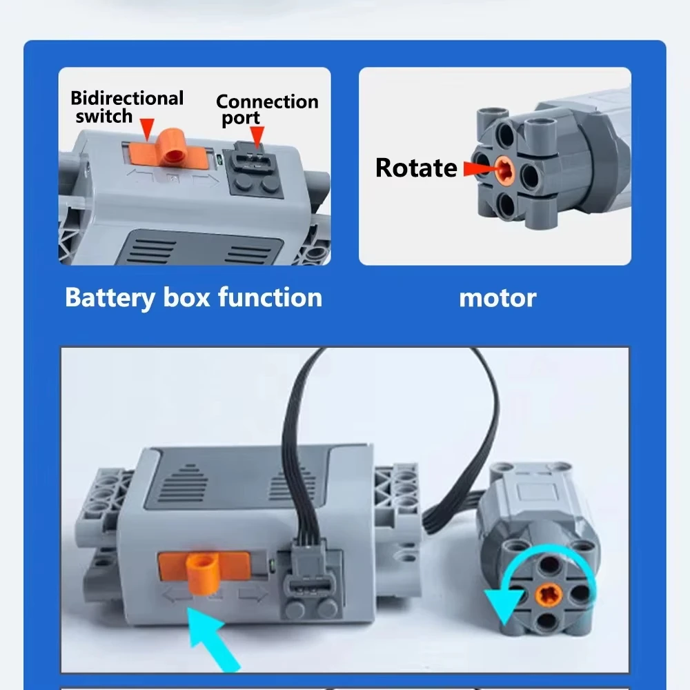 [Motor + caja de batería] conjunto de bloques de construcción de tecnología 9686, modelo de principio de transmisión de engranajes, rompecabezas para niños, juguete de bloques de construcción
