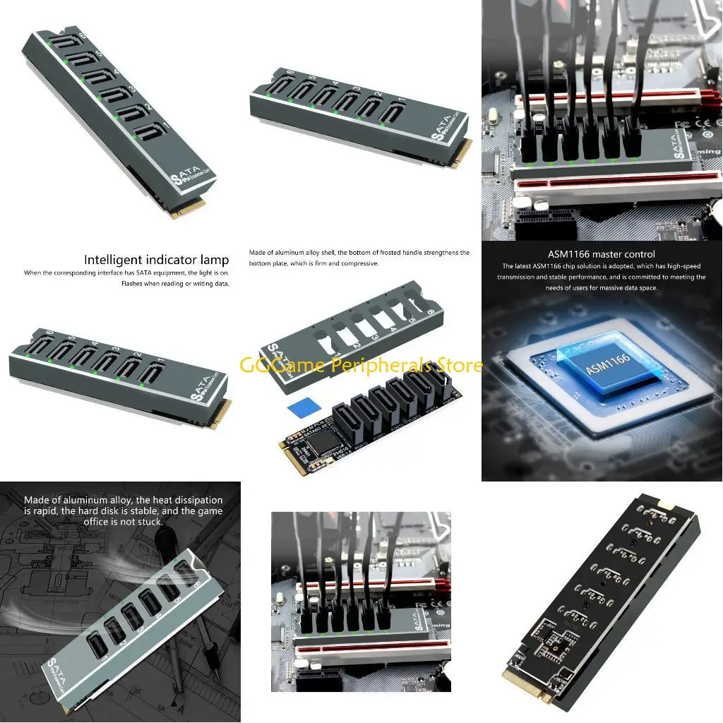 

U55B ASM1166 Chip PCIe to SATA6G 6 Port Expansion Card with 6Gbps Transfer Speed