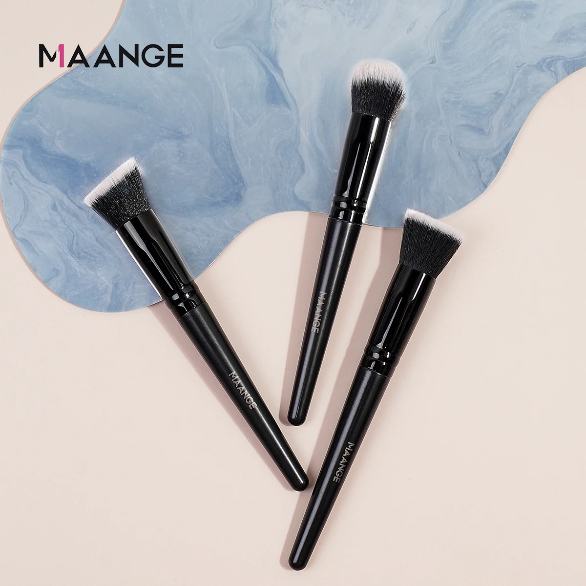 MAANGE 3PCS Makeup Brush Set Foundation Powder Blush Blending for Liquid Cream Blending Soft Bristle Cosmetic Beauty Tools