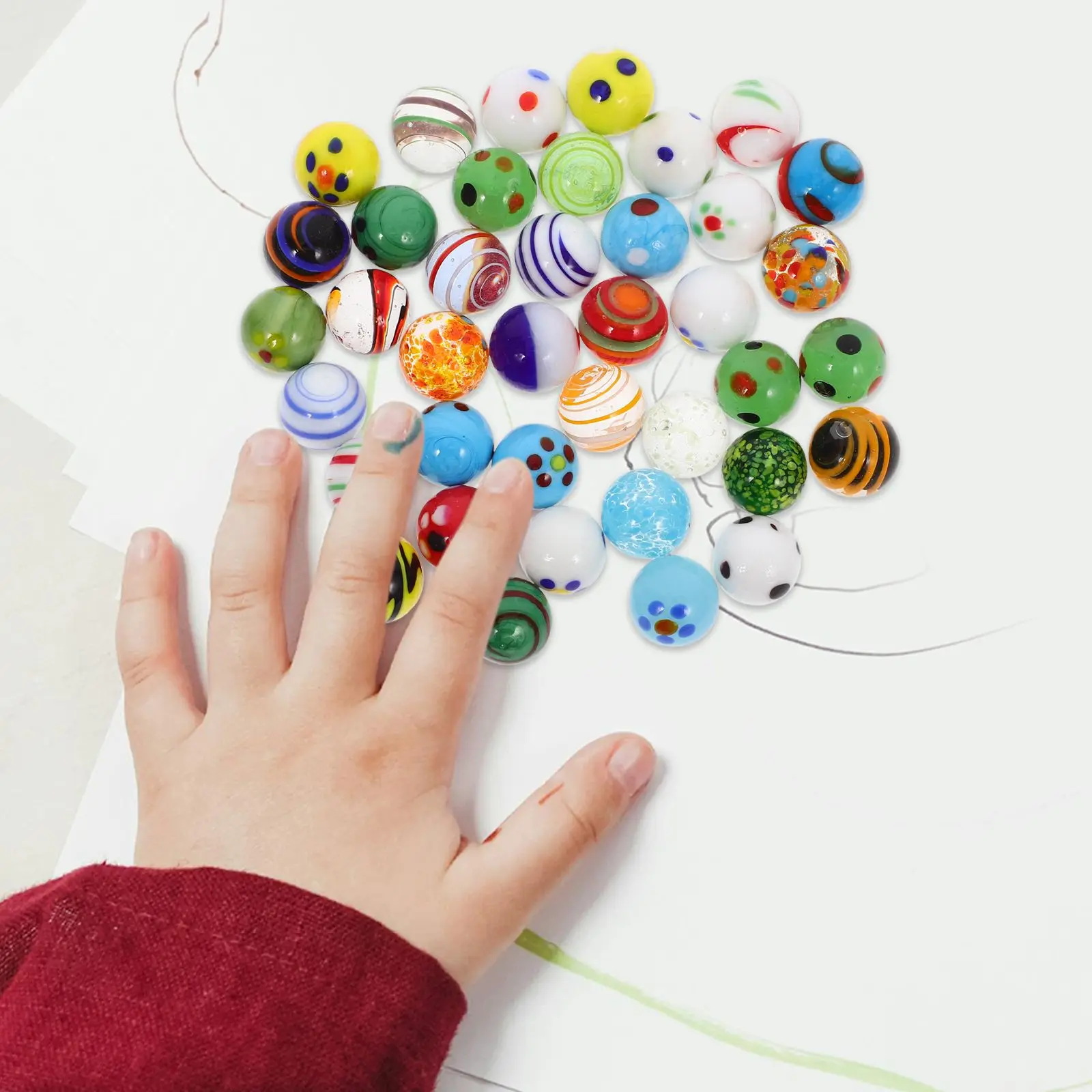 38-teiliges Glasmurmeln für Schmetterlings-Futterspender, Aquarium-Vase, Garten im Freien, kleine Kopfsteinpflasterperlen, Spielzeug, Kugeldekoration