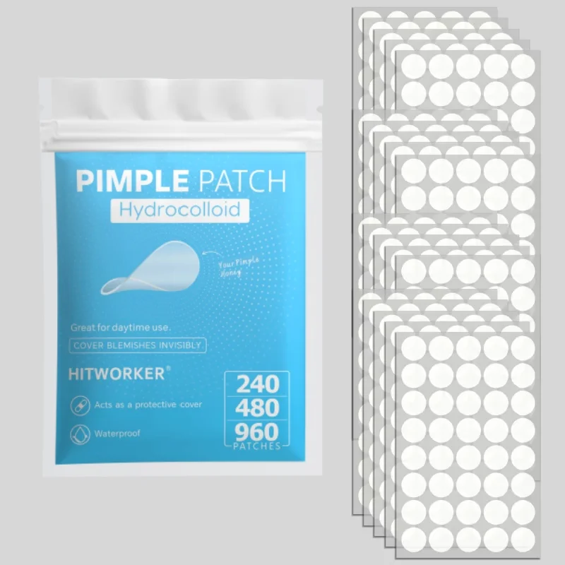 240/480/960 Parches Hidrocoloides para Acné, Parches Redondos Invisibles para Granos, Cubre Imperfecciones, Absorbe la Grasa, Puntos para el Cuidado de la Piel del Rostro
